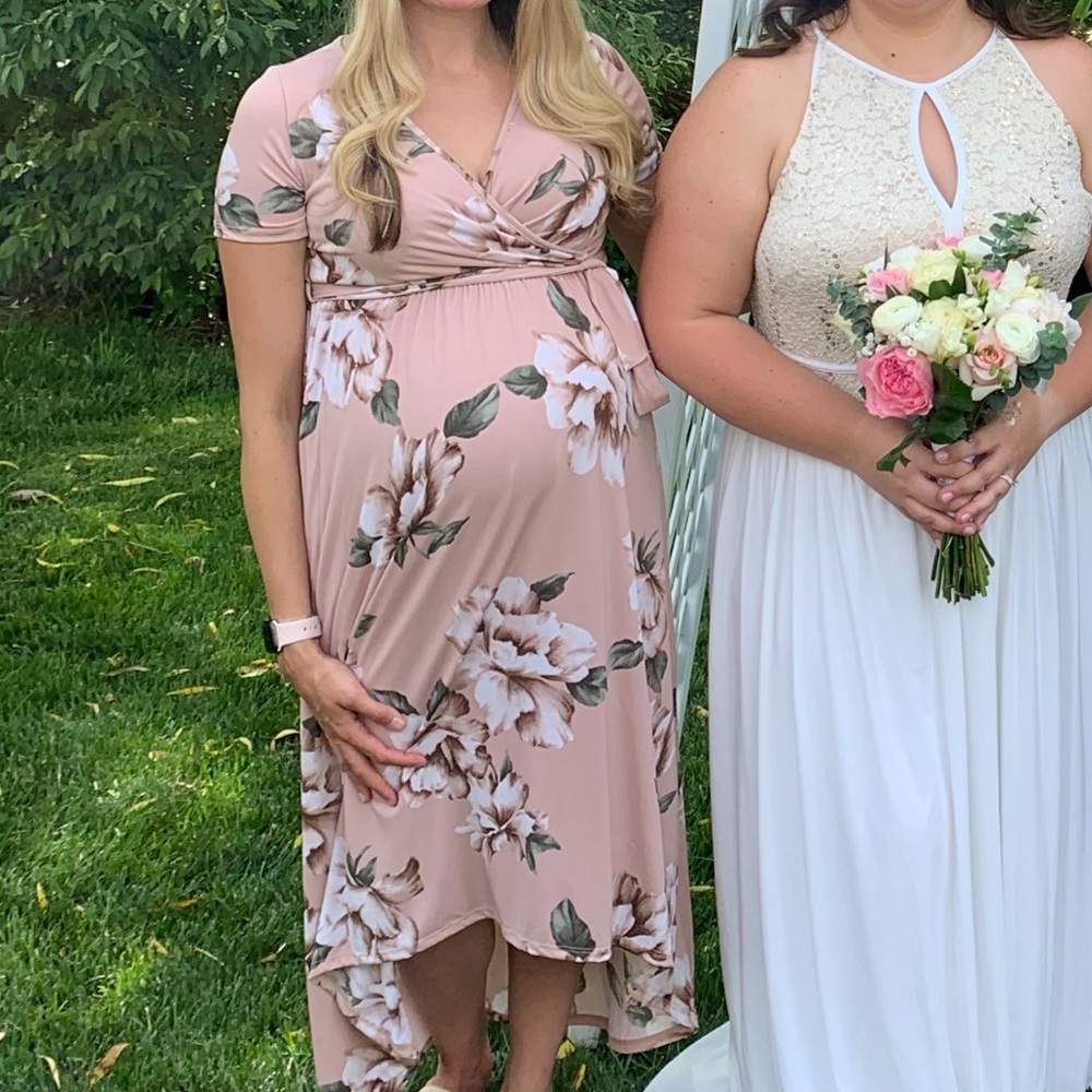 Pinkblush Maternity Floral Maxi Dress in Pink and Cream